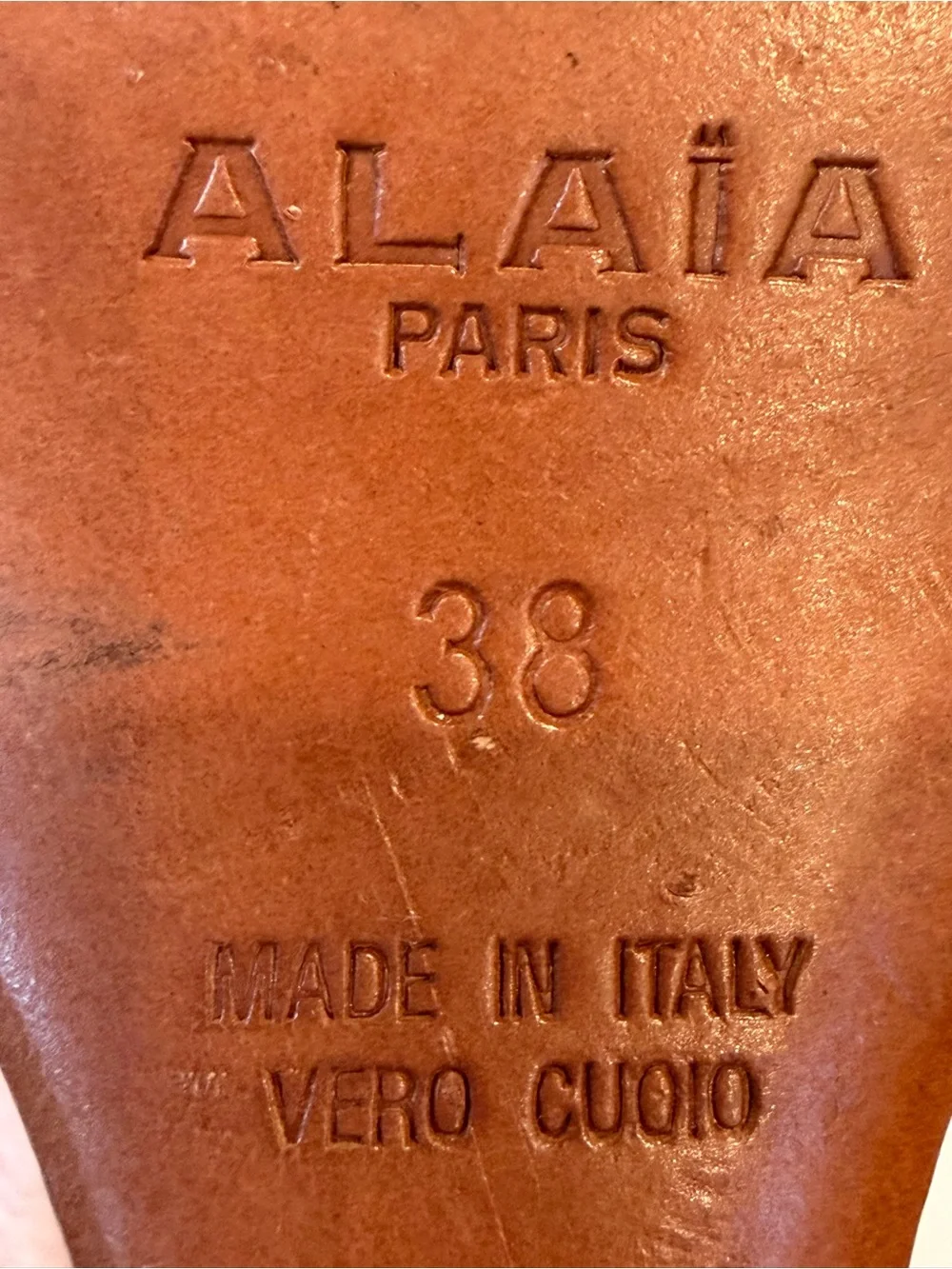 Alaïa Brown Snakeskin Heels, Wood Sculptural Wedge, ankle strap, brw/tan,38,EUC